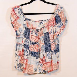 Derek Heart Smocked Multicolor Peplum Top Size XL